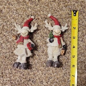 Festive Reindeer Figurines with Red Accents